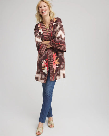 Chico's Sale - Long Mixed-Print Kimono Cacao