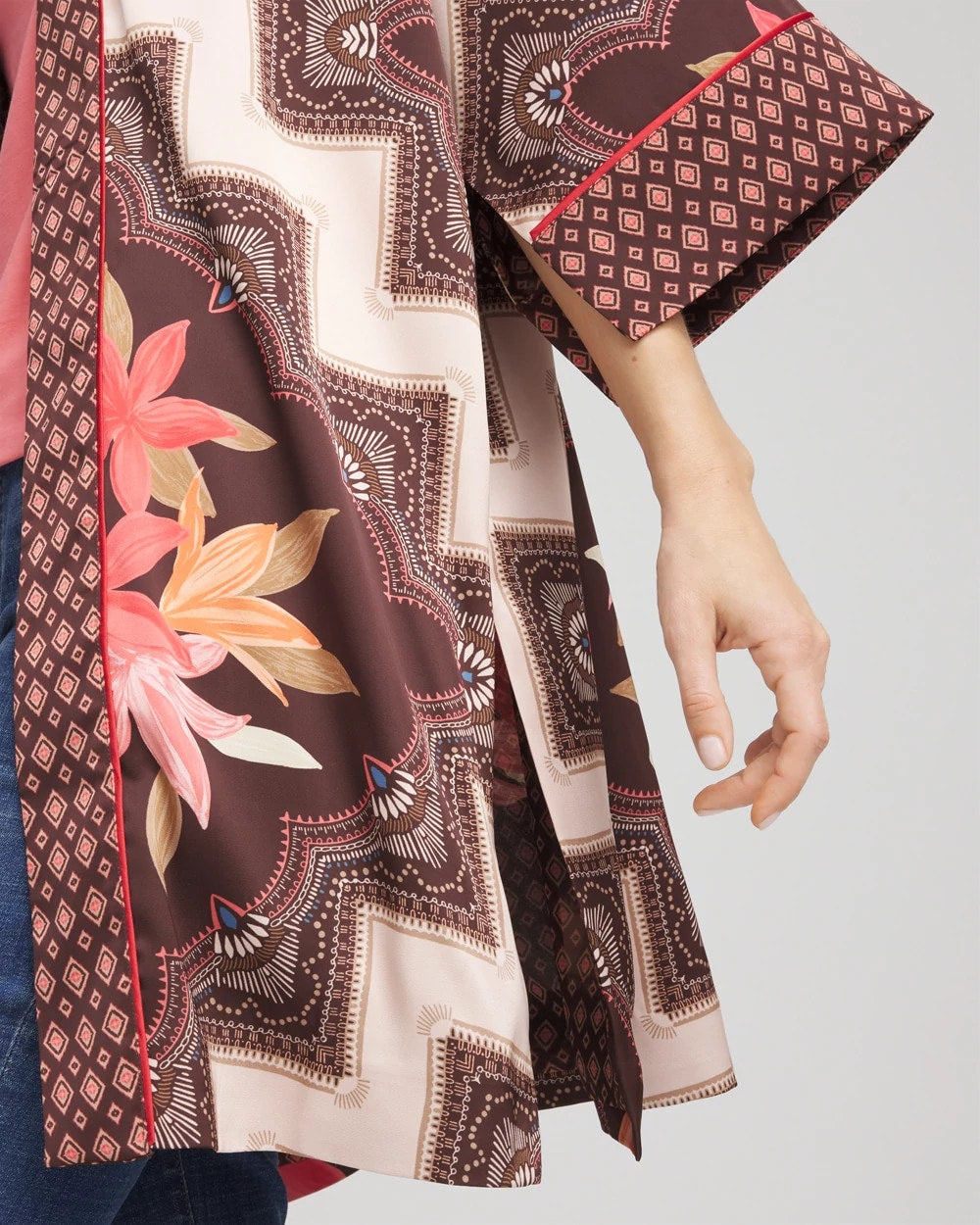 Chico's Sale - Long Mixed-Print Kimono Cacao