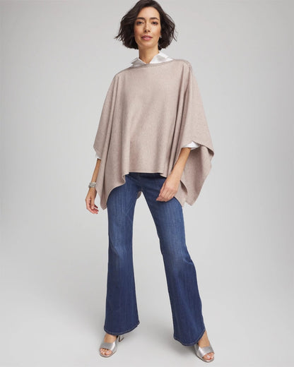 Chico's Exclusive - Rhinestone Embellished Poncho Light Taupe Heather