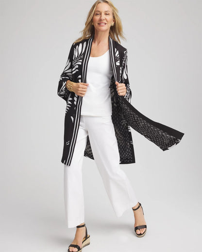 Chico's Exclusive - Tie-Front Long Kimono Black