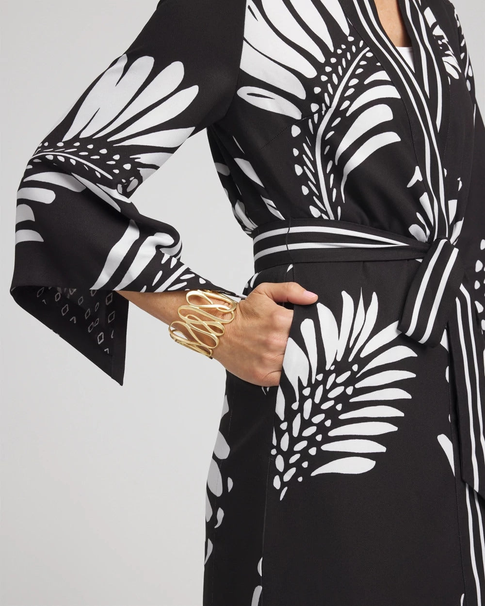 Chico's Exclusive - Tie-Front Long Kimono Black