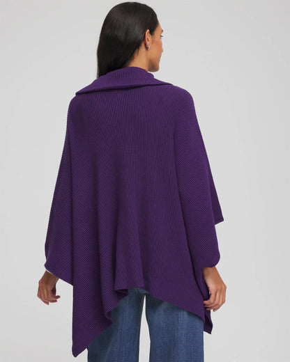 Chico's Best Seller - Rhinestone Zip-Collar Sweater Poncho Purple Elixir