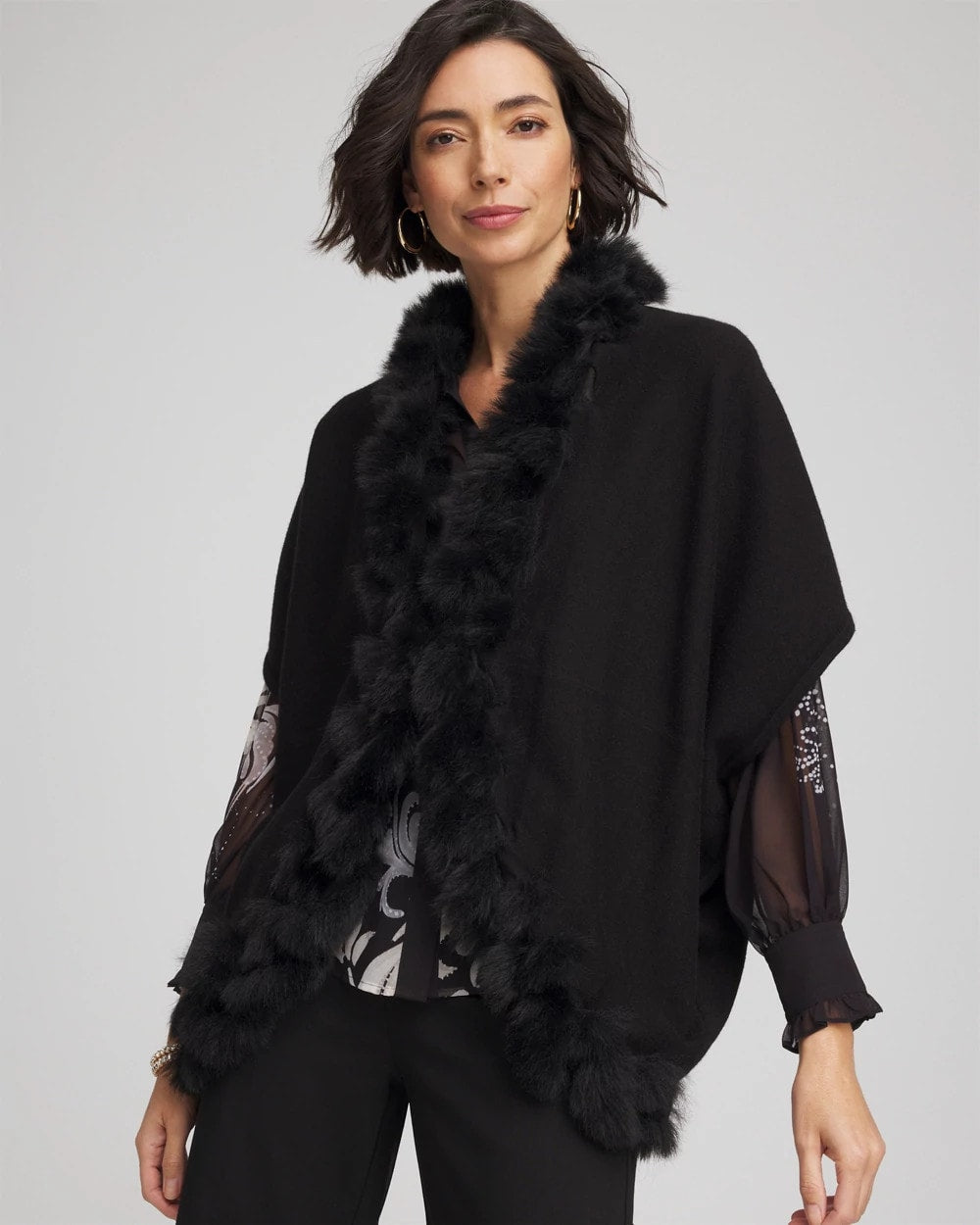 Chico's Everyday - Faux Fur Cocoon Black