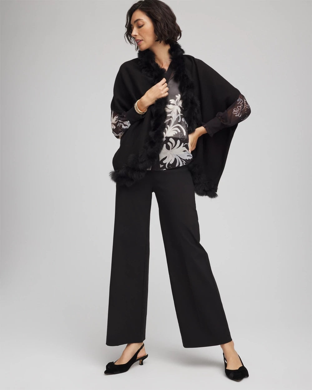 Chico's Everyday - Faux Fur Cocoon Black