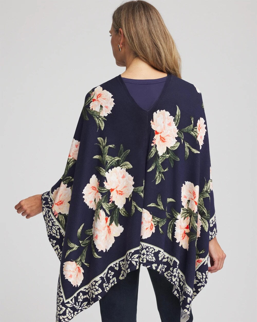 Chico's Signature - Asymmetrical Convertible Sweater Poncho Passport Blue
