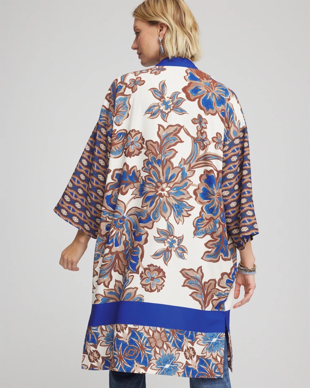 Chico's Premium - Crepe Long Printed Kimono English Cream