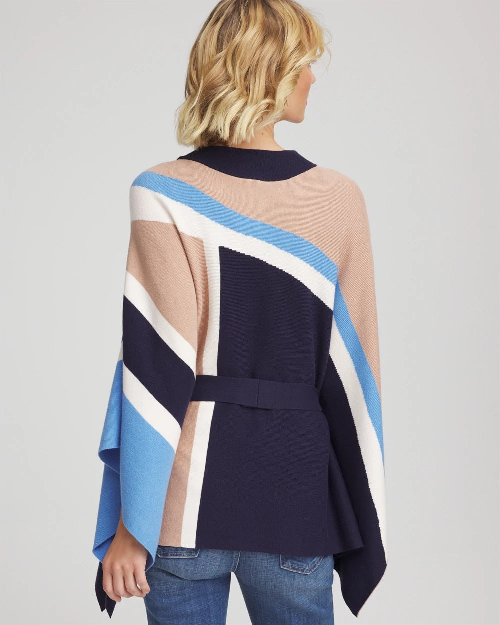 Chico's Best Seller - Belted Colorblock Poncho Passport Blue
