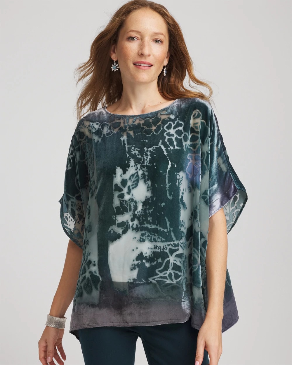 Chico's Deals - Velvet Burnout Passion Poncho Striking Teal