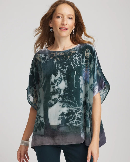 Chico's Deals - Velvet Burnout Passion Poncho Striking Teal