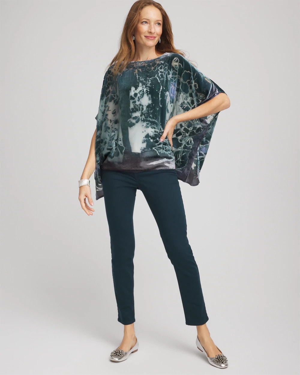 Chico's Deals - Velvet Burnout Passion Poncho Striking Teal
