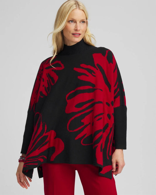 Chico's Essential - Floral Poncho Black