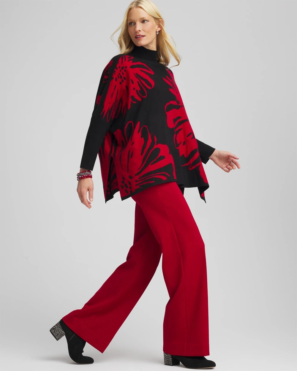Chico's Essential - Floral Poncho Black