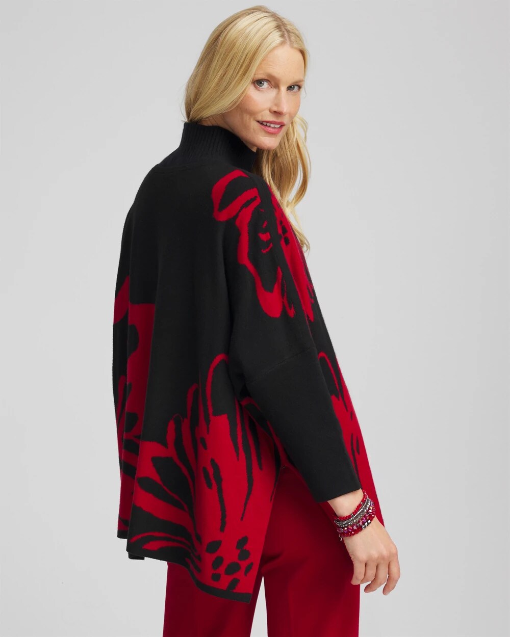 Chico's Essential - Floral Poncho Black