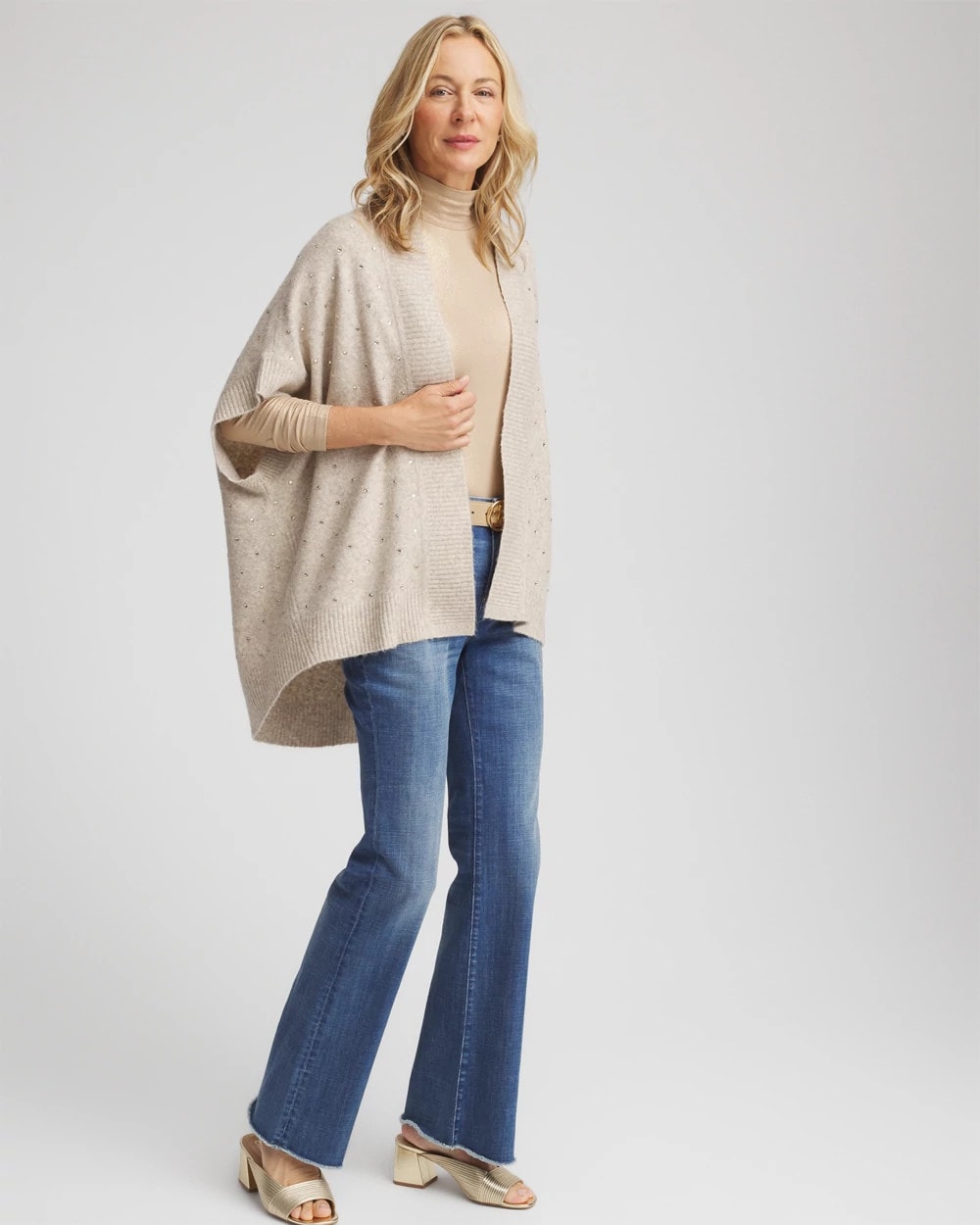 Chico's Latest - Embellished Cocoon Ruana Neutral
