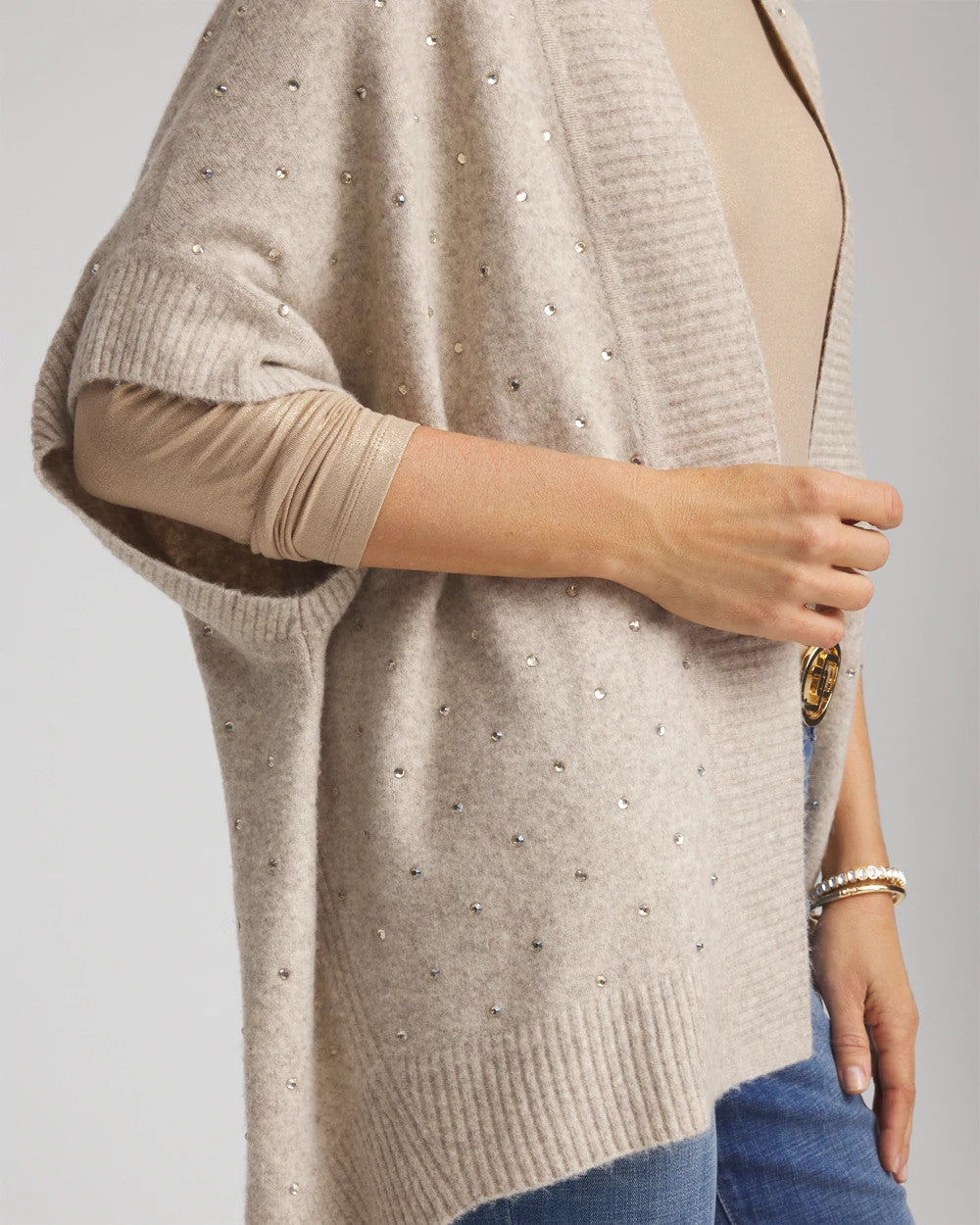 Chico's Latest - Embellished Cocoon Ruana Neutral