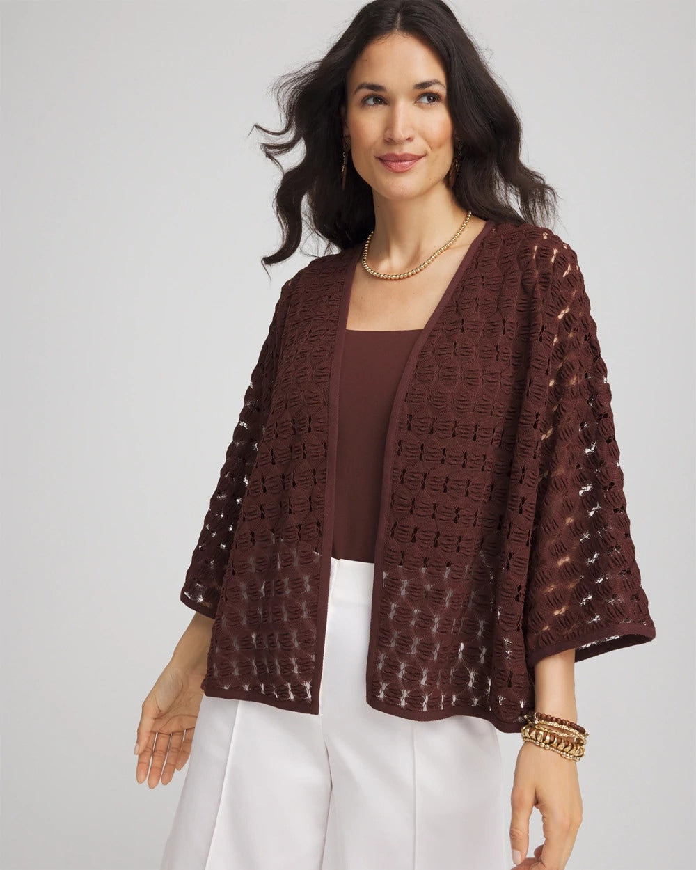 Chico's Latest - Short Woven Kimono Cacao