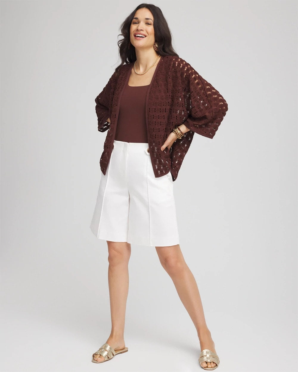 Chico's Latest - Short Woven Kimono Cacao