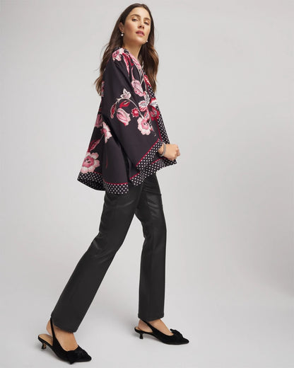 Chico's Top Pick - Short Floral Kimono Black