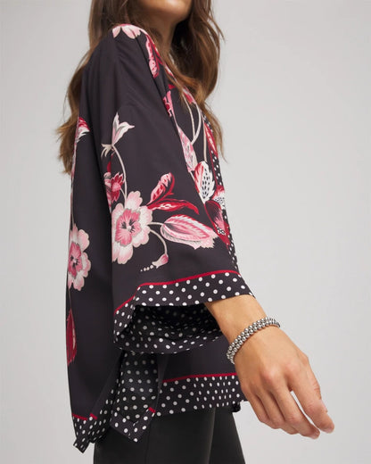 Chico's Top Pick - Short Floral Kimono Black
