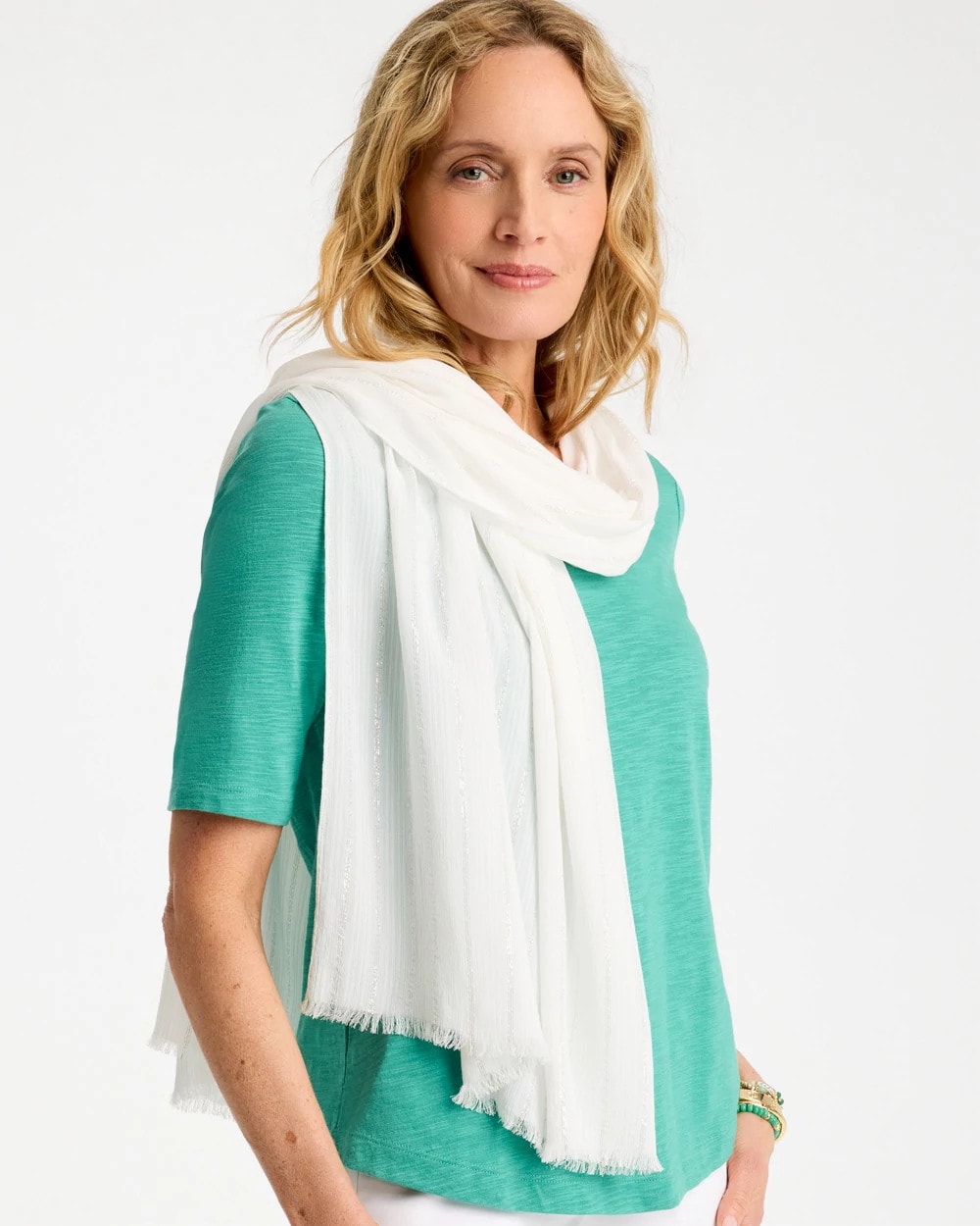 Chico's New - Lurex Oblong Scarf White