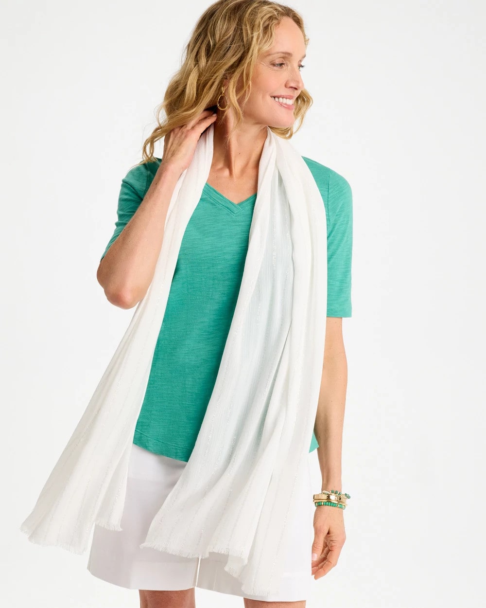 Chico's New - Lurex Oblong Scarf White