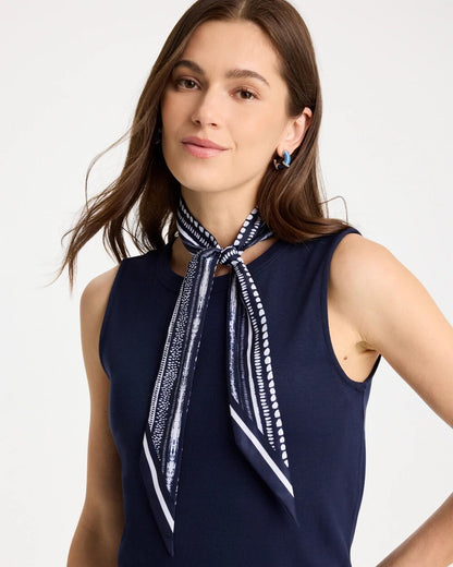 Chico's Trusted - Printed Skinny Scarf Navy