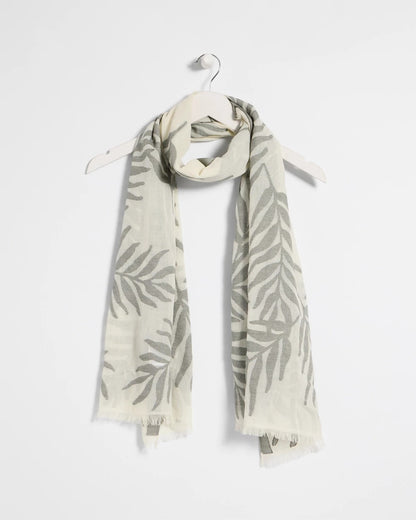 Chico's New - Palm Embroidered Oblong Scarf White