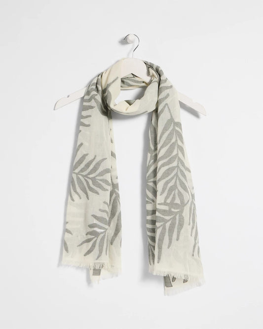 Chico's New - Palm Embroidered Oblong Scarf White