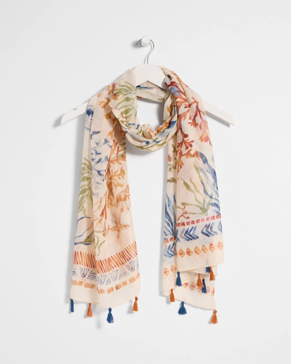 Chico's Hot Sale - Sea Life Tassel Oblong Scarf Olive