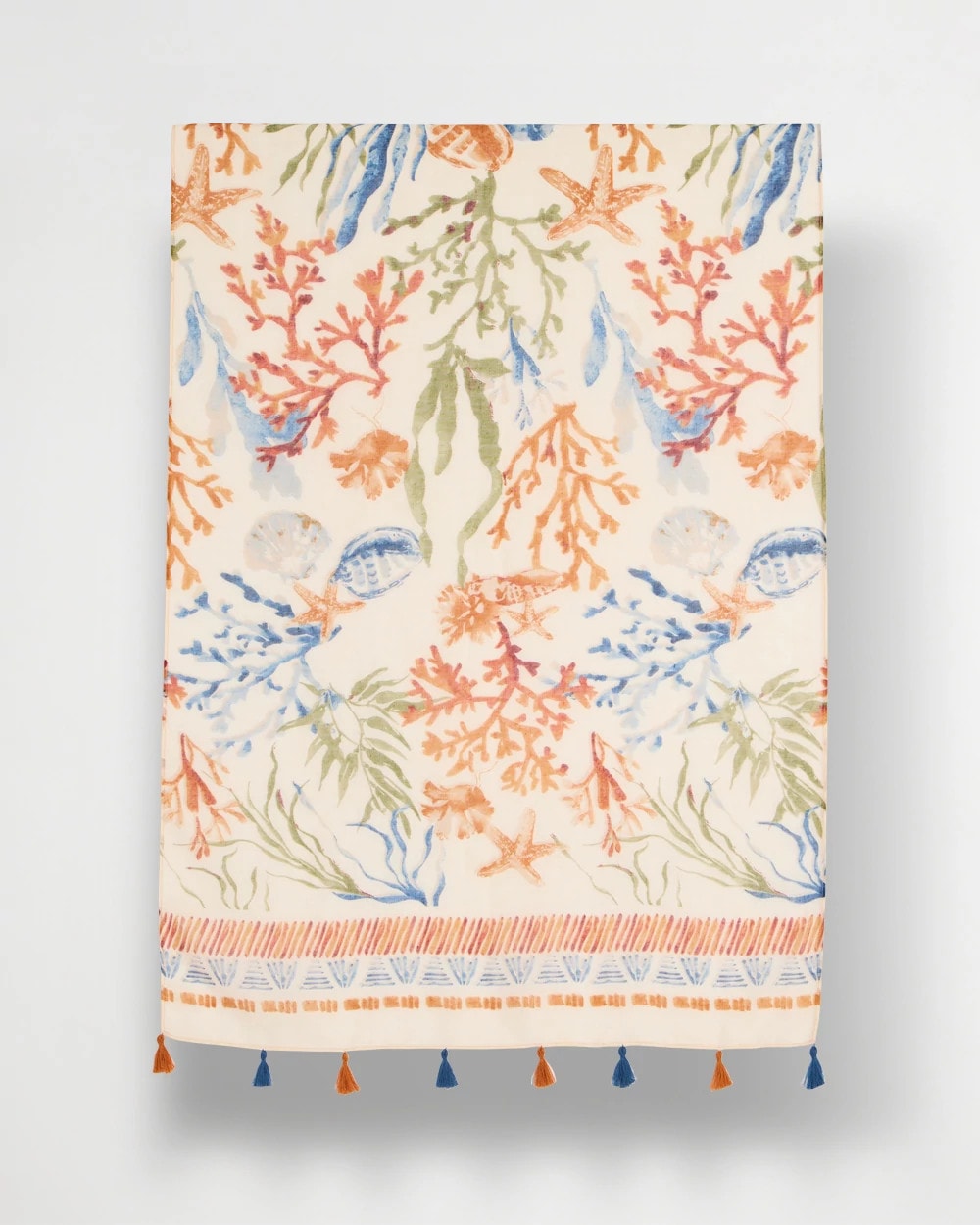 Chico's Hot Sale - Sea Life Tassel Oblong Scarf Olive