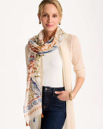 Chico's Hot Sale - Sea Life Tassel Oblong Scarf Olive