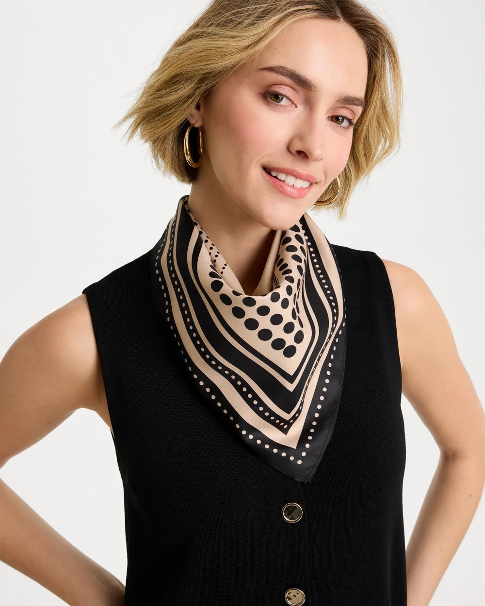 Chico's Quality - Polka Dot Square Scarf Black
