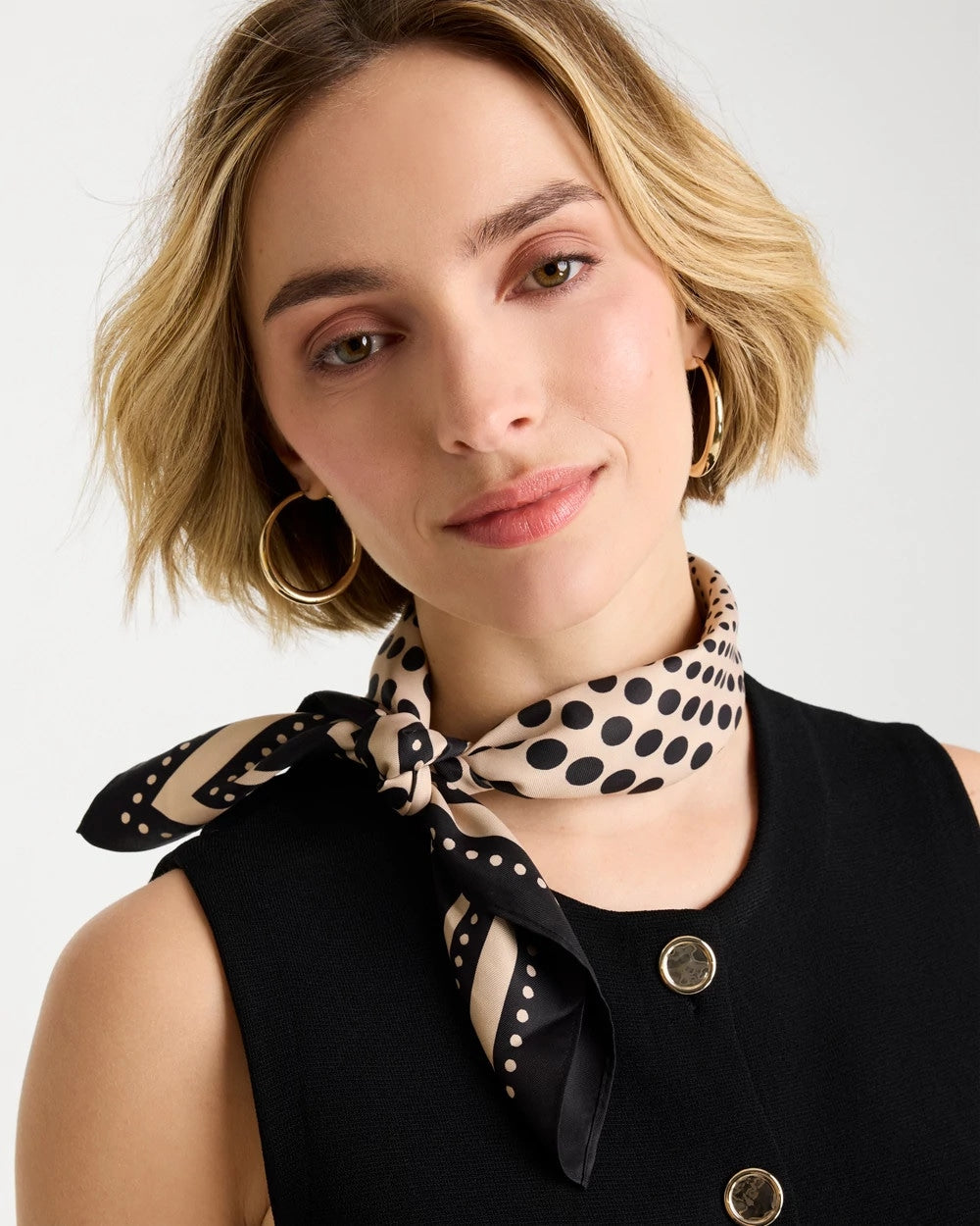 Chico's Quality - Polka Dot Square Scarf Black