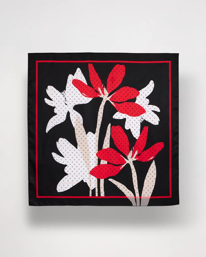 Chico's Quality - Polka Dot Floral Square Scarf Black
