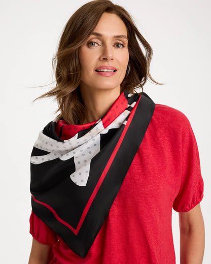 Chico's Quality - Polka Dot Floral Square Scarf Black