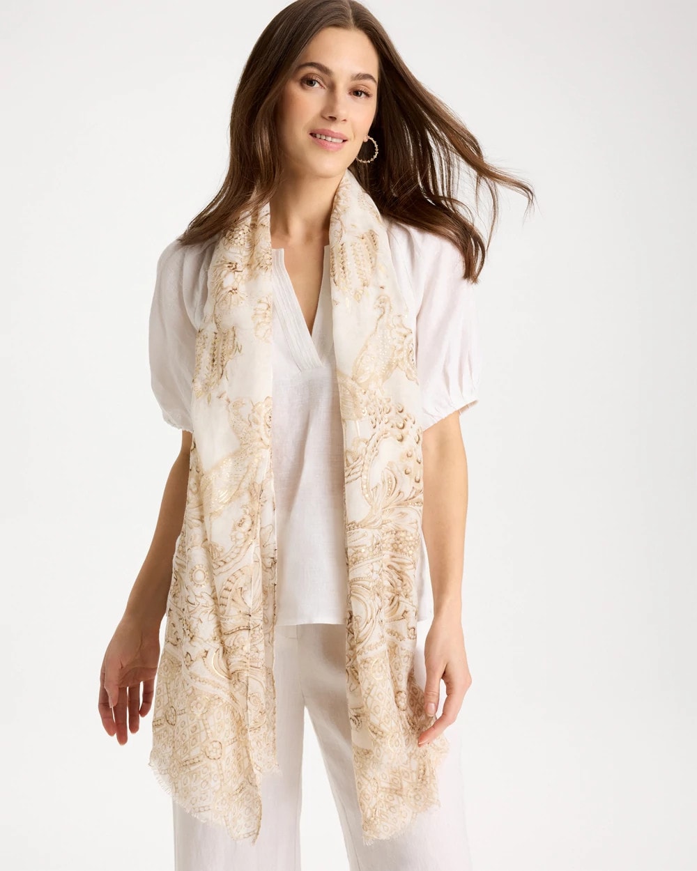 Chico's Essential - Foiled Oblong Scarf Neutral