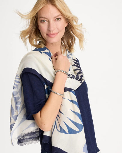 Chico's Customer Favorite - Palm Frond Oblong Scarf Passport Blue