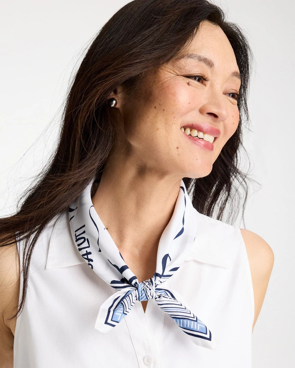 Chico's Great Value - Beach Square Scarf Passport Blue