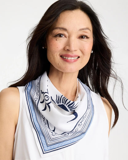 Chico's Great Value - Beach Square Scarf Passport Blue