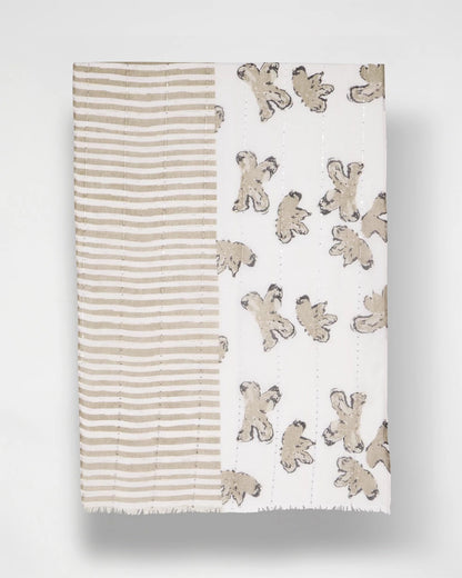 Chico's Deals - Striped Floral Oblong Scarf Neutral