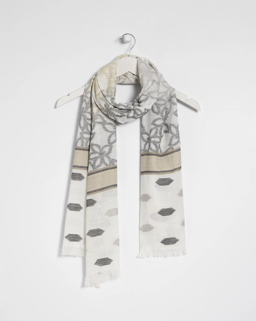 Chico's Great Value - Neutral Paisley Polka Dot Oblong Scarf Neutral