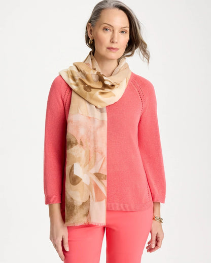 Chico's Trusted - Neutral Floral Oblong Scarf Neutral