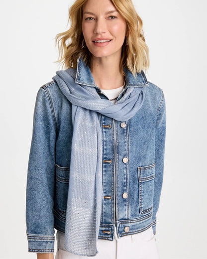 Chico's Great Value - Lurex Trim Oblong Scarf Blue