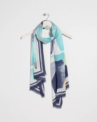 Chico's Great Value - Artisanal Patch Oblong Scarf Passport Blue