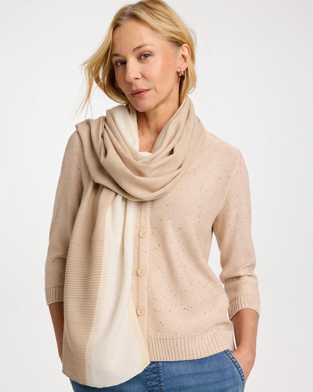 Chico's Exclusive - Ombre Pleated Oblong Scarf Neutral