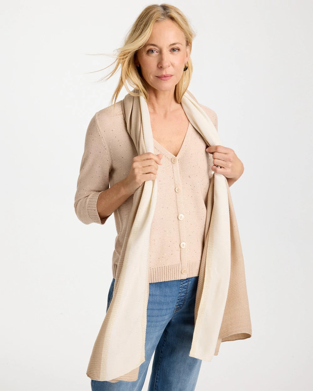 Chico's Exclusive - Ombre Pleated Oblong Scarf Neutral