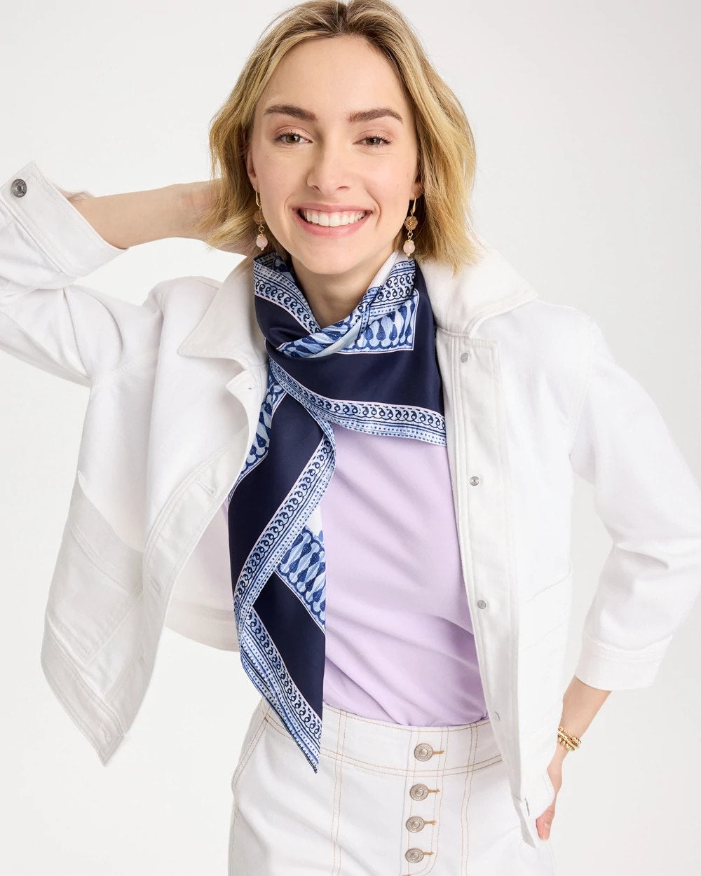 Chico's Best Price - Ellie Sprigs Square Scarf Amparo Blue