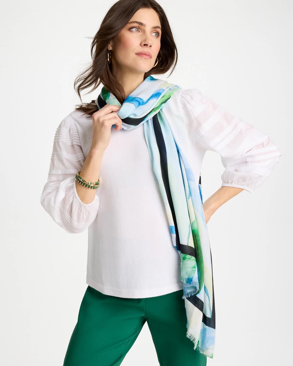 Chico's Smart Buy - Blooming Brush Oblong Scarf Amparo Blue