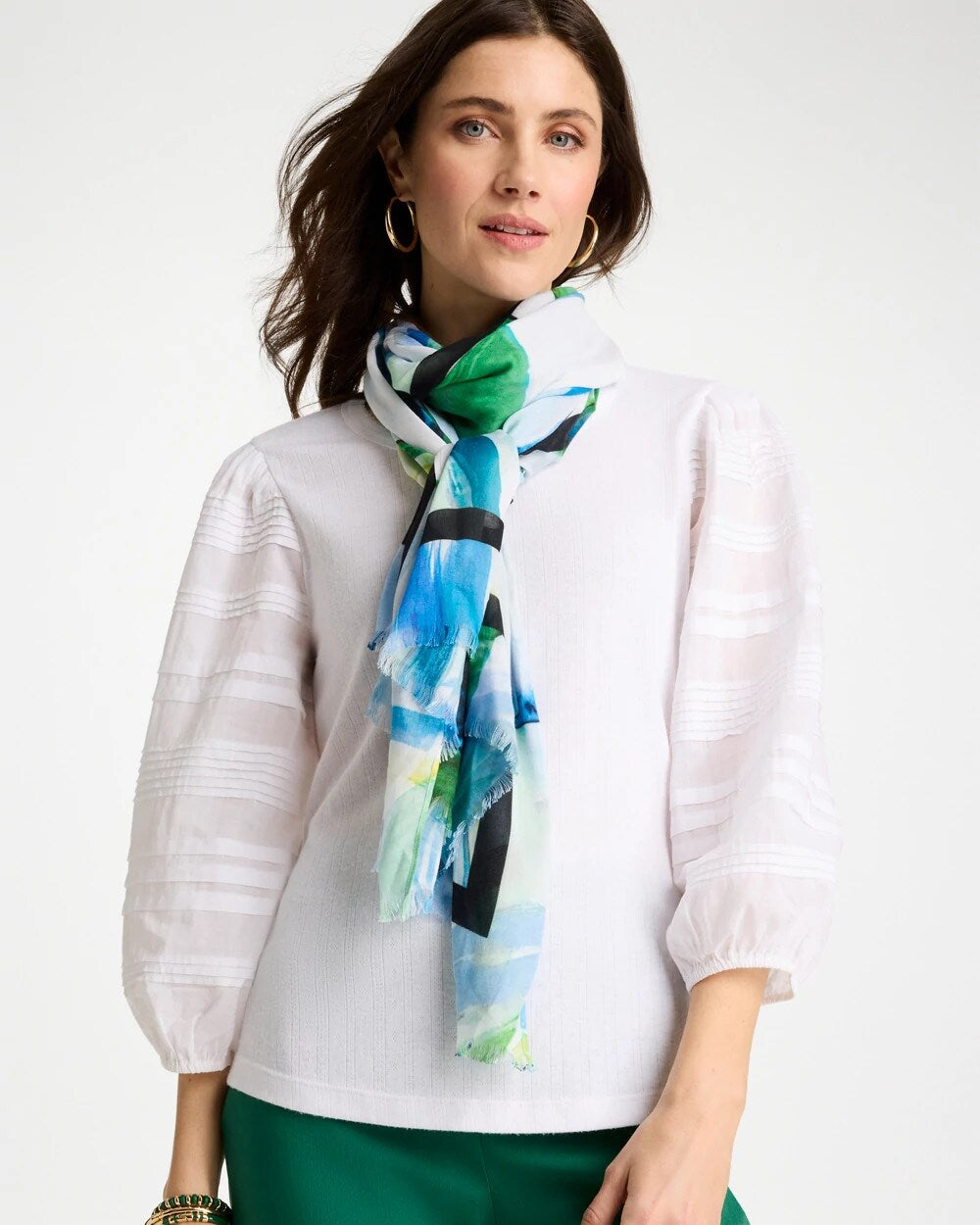 Chico's Smart Buy - Blooming Brush Oblong Scarf Amparo Blue
