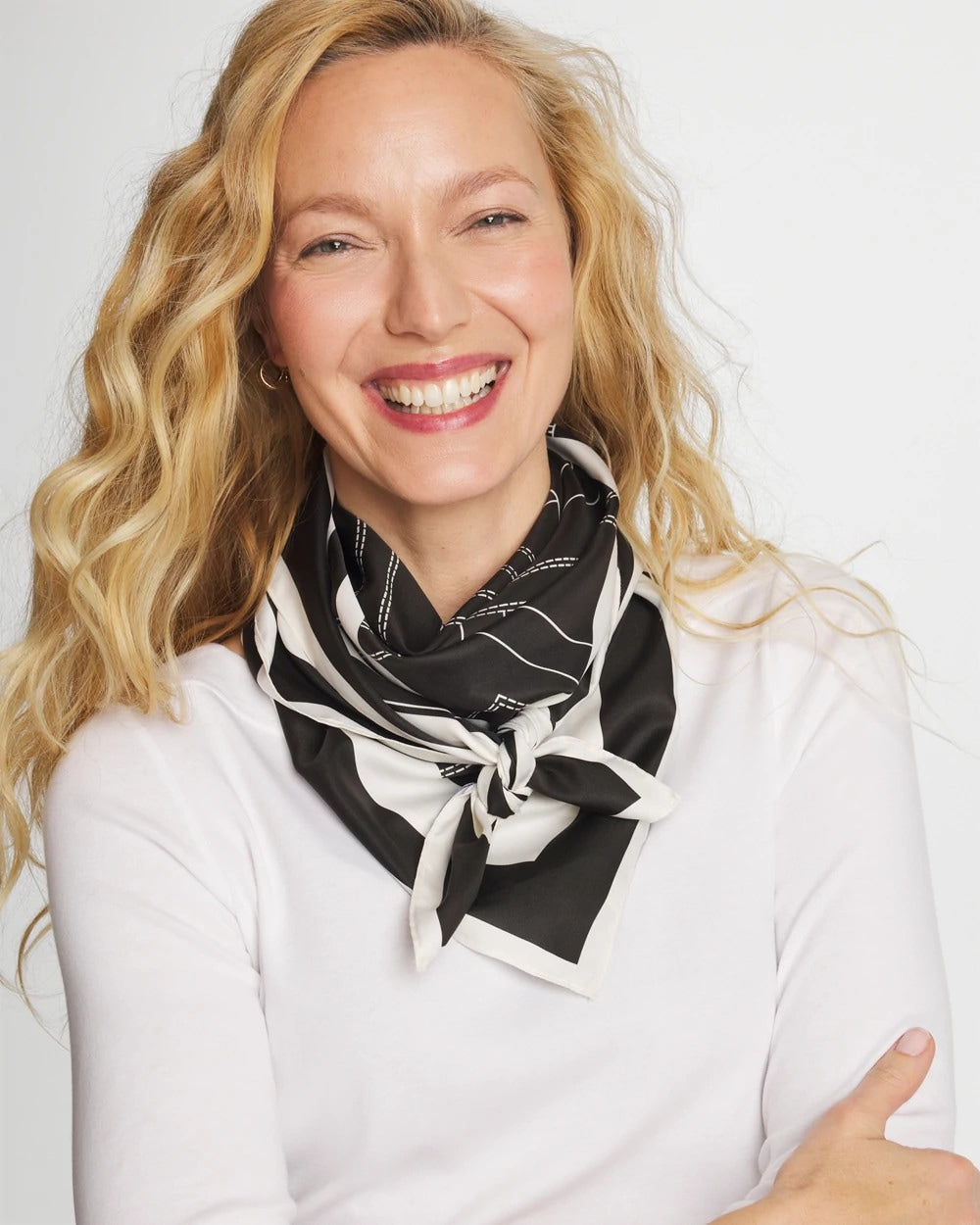 Chico's Discount - Graphic Stitch Square Scarf Black